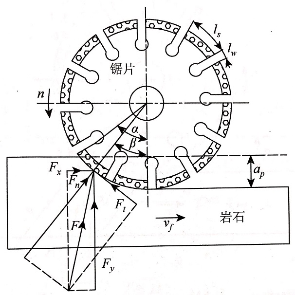 建立瓷磚切割片轉(zhuǎn)向?yàn)檎D(zhuǎn)與反轉(zhuǎn)來(lái)分析瓷磚對(duì)它的作用力